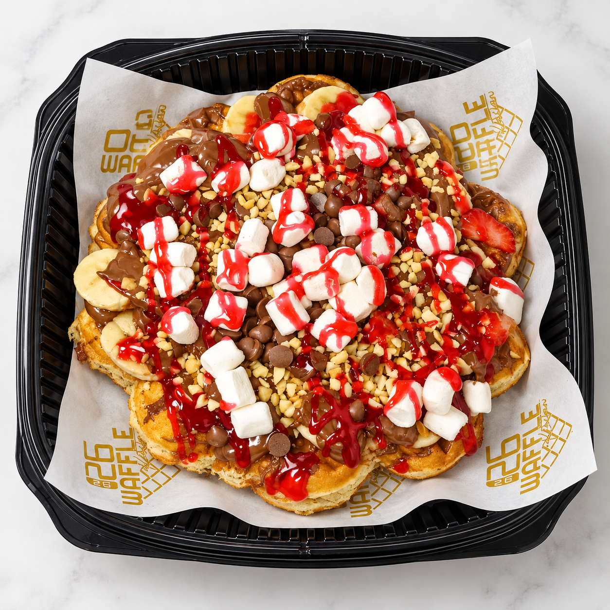 Pofuduk Marshmallowlu Çiçek Waffle