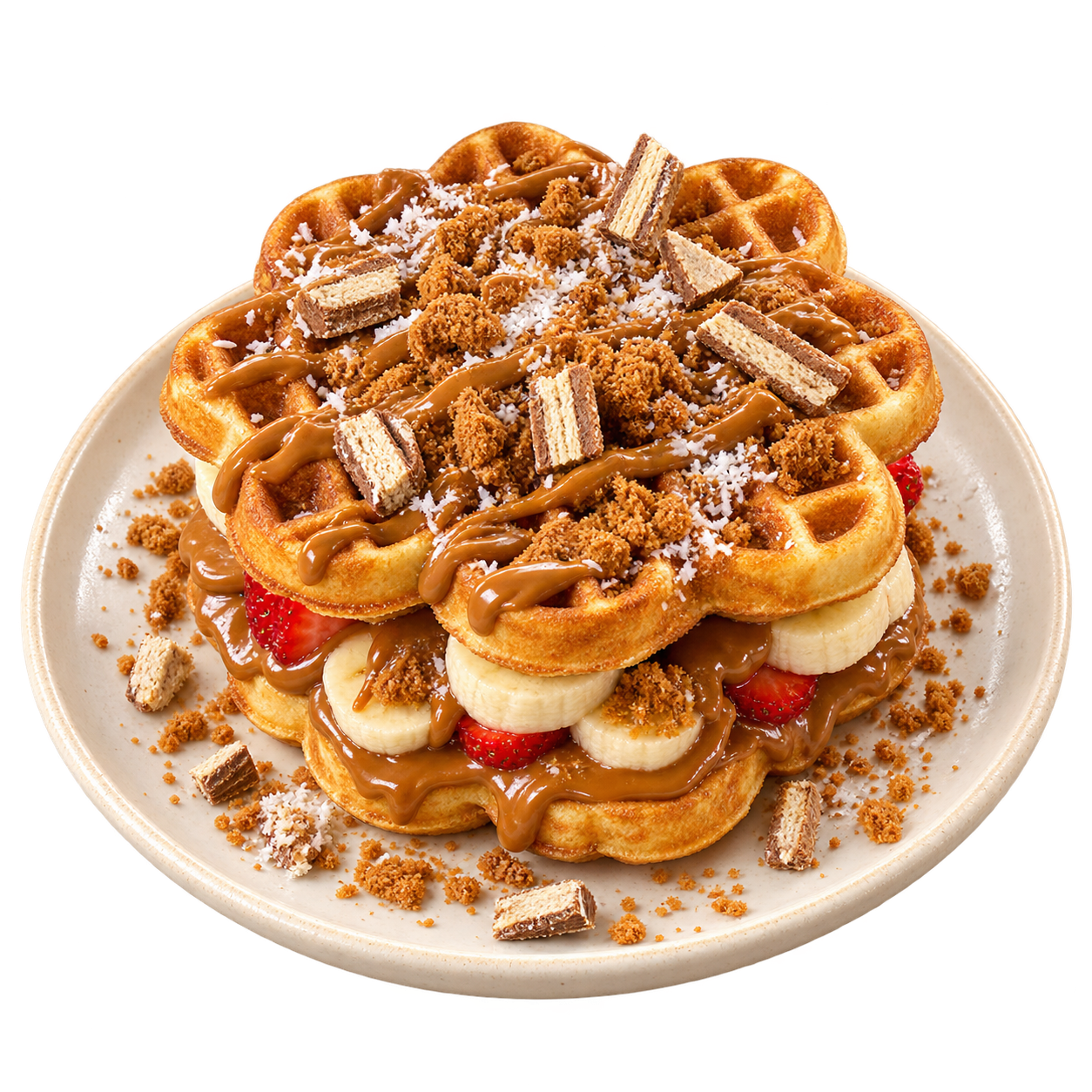 Double Lotus Hoşbeş: İki kat waffle, Lotus, meyve ve Hoşbeş